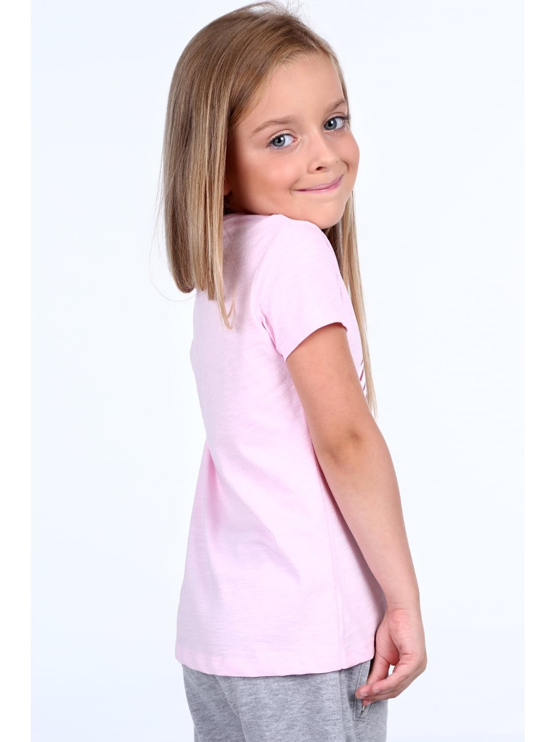 T-shirt with an application, light pink NDZ8171 - Online store - Boutique